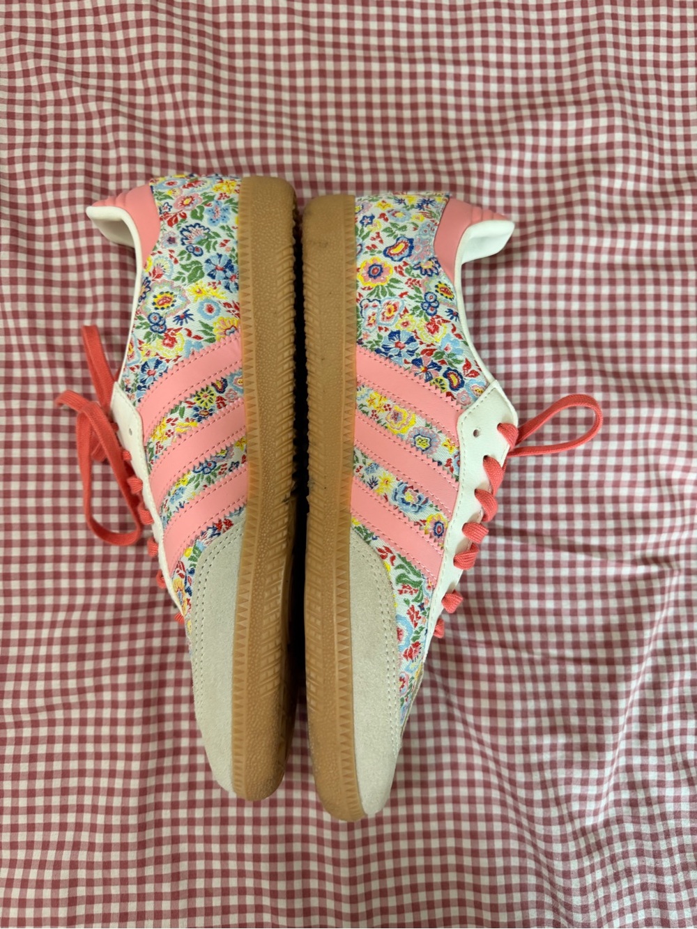 adidas Women’s Floral Pink Accent Sneakers - Picture 3 of 4